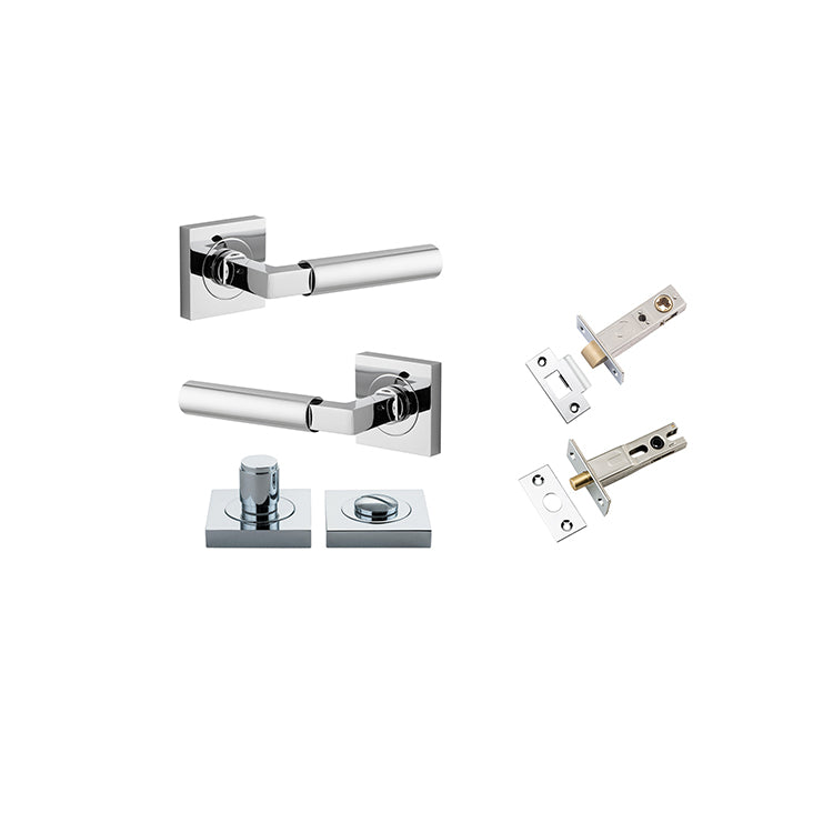Berlin Lever - Square Rose Privacy Kit Chrome Plated / Solid Brass