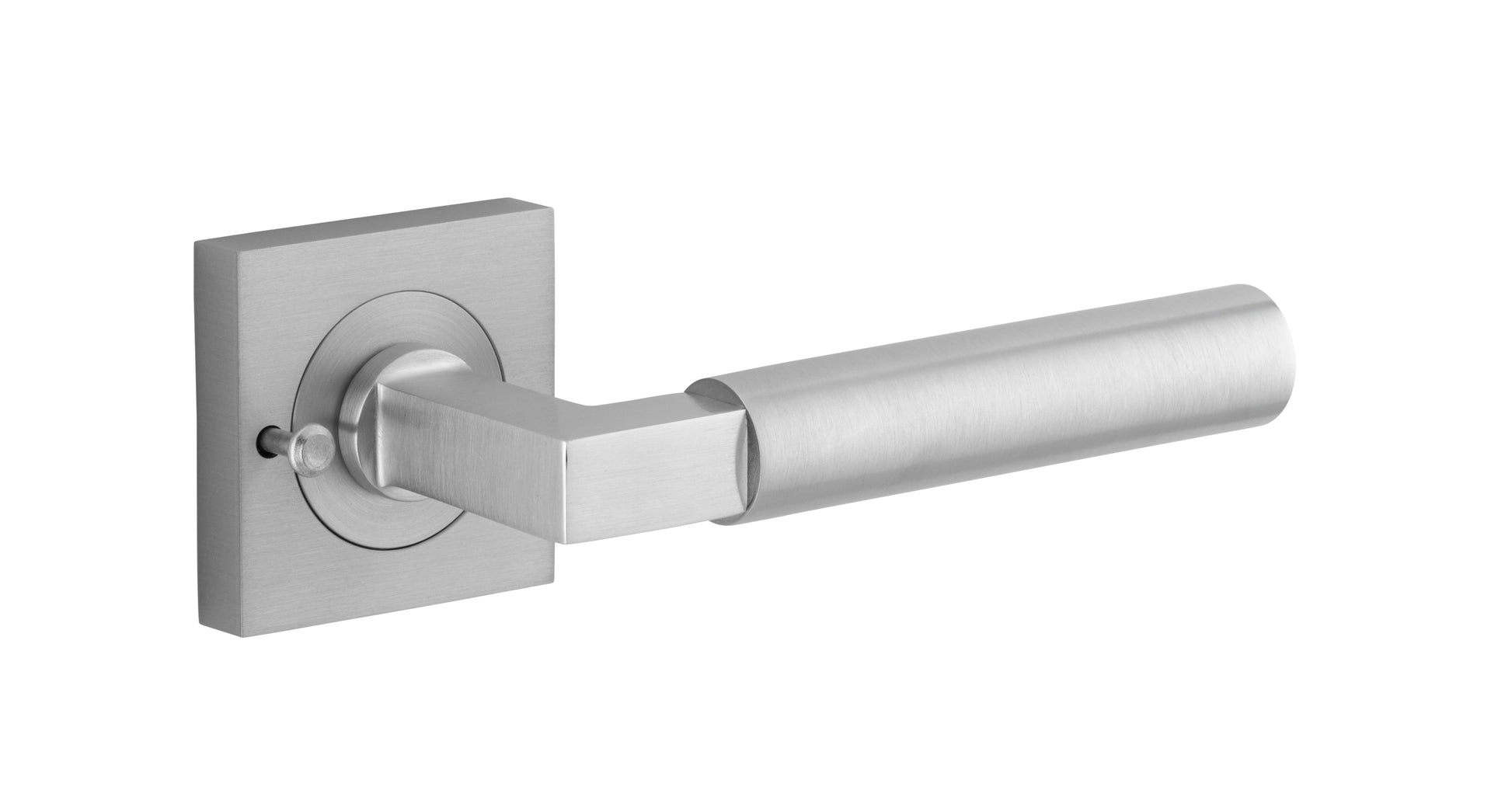 Berlin Lever - Square Rose Privacy Kit (Inbuilt Privacy) Satin Chrome / Solid Brass