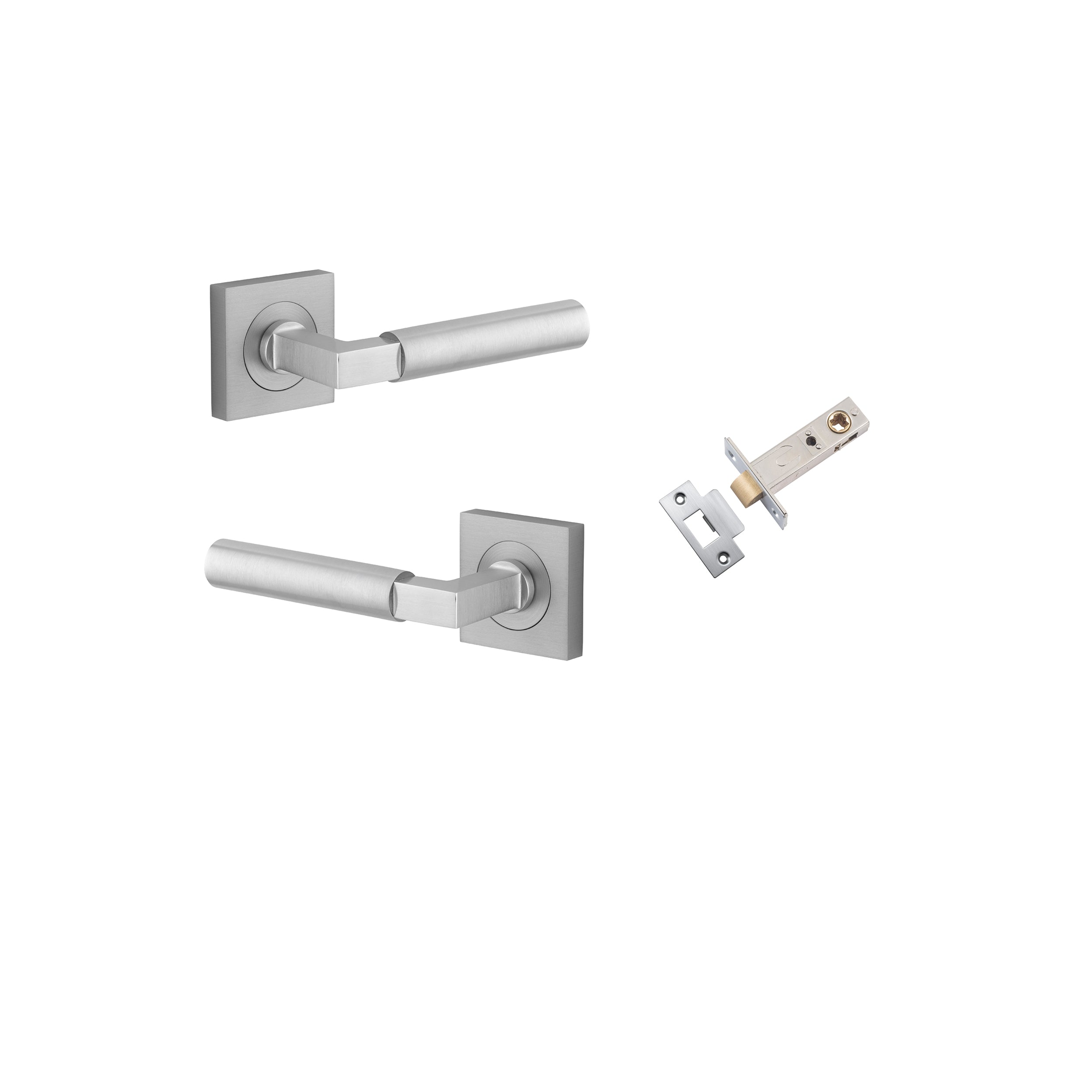 Berlin Lever - Square Rose Passage Kit Satin Chrome / Solid Brass
