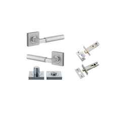 Berlin Lever - Square Rose Privacy Kit Satin Chrome / Solid Brass