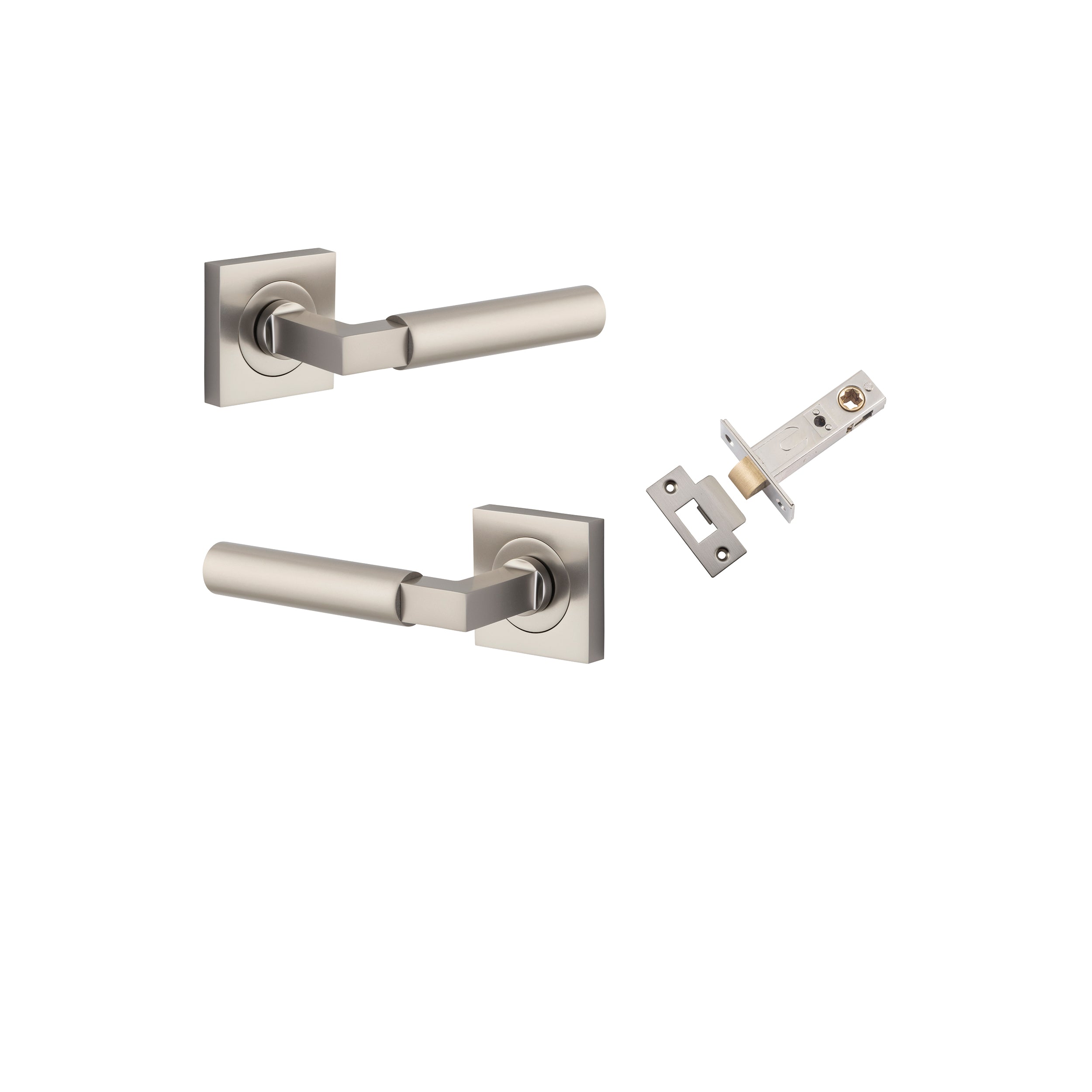 Berlin Lever - Square Rose Passage Kit Satin Nickel / Solid Brass
