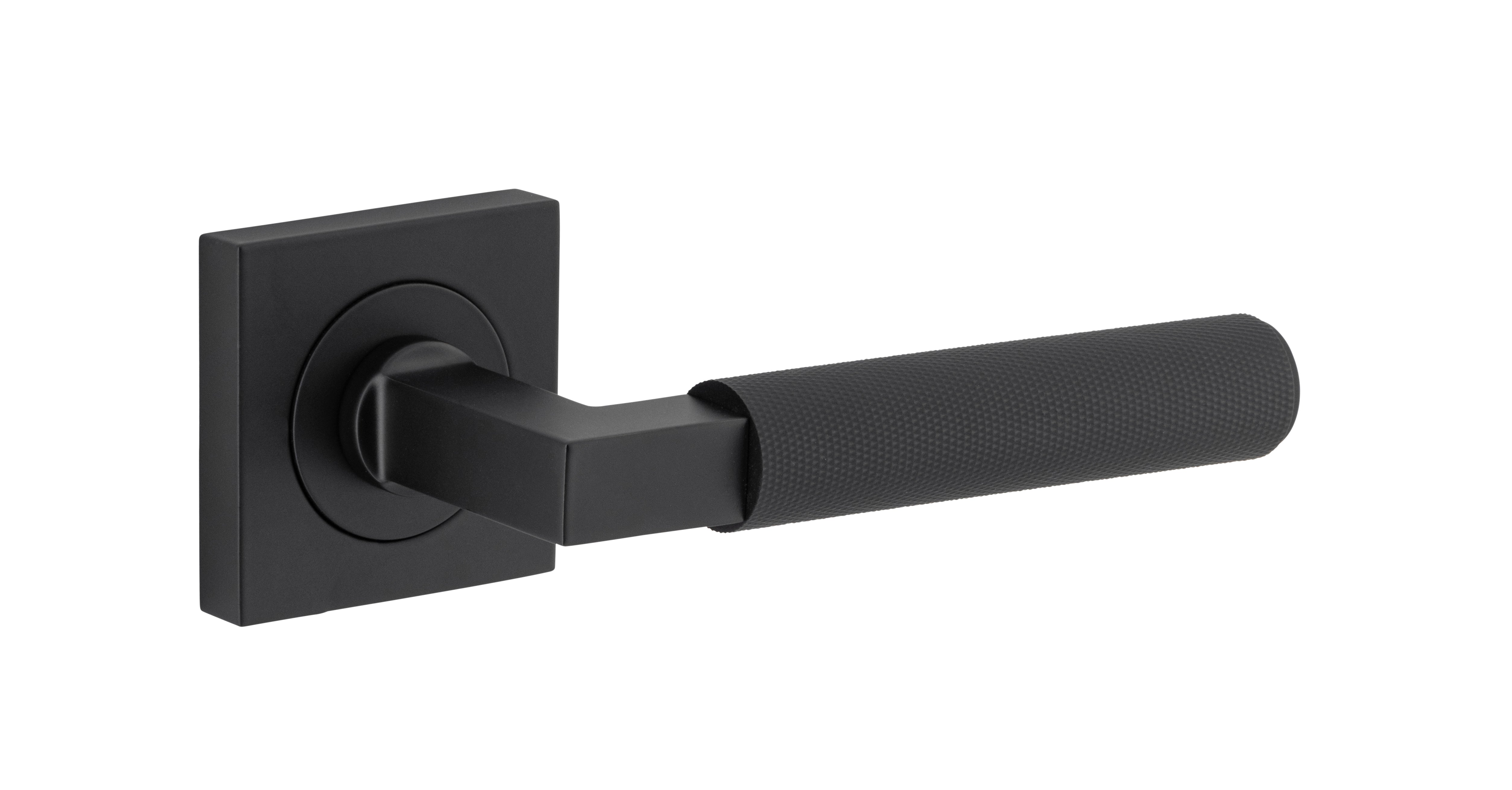 Brunswick Lever - Square Rose Matt Black