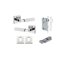 Brunswick Lever - Square Rose Entrance Kit with High Security Lock Chrome Plated / Solid Brass