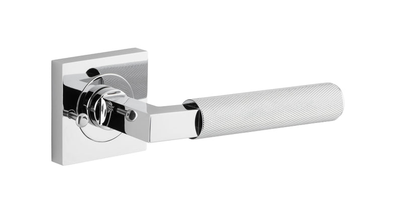 Brunswick Lever - Square Rose Privacy Kit (Inbuilt Privacy) Chrome Plated / Solid Brass