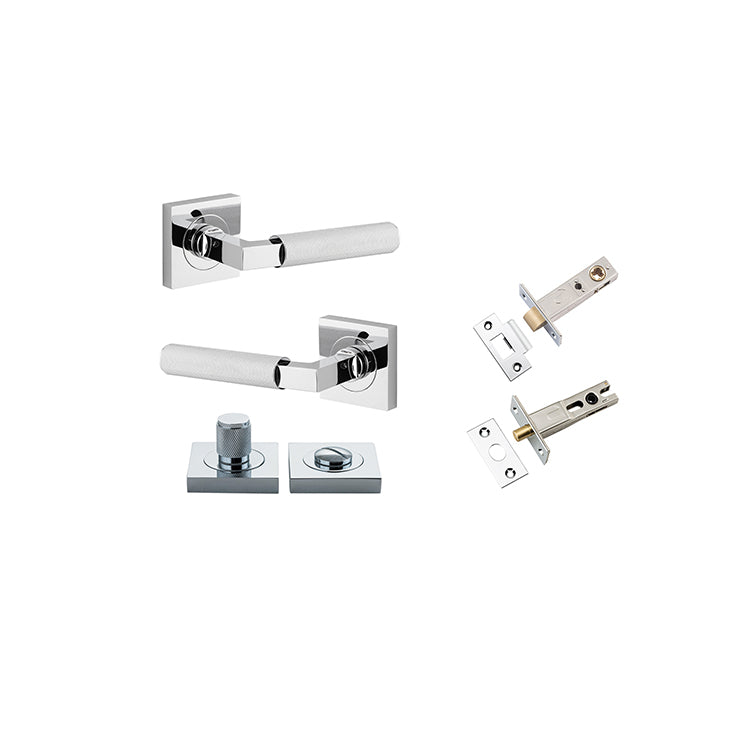 Brunswick Lever - Square Rose Privacy Kit Chrome Plated / Solid Brass