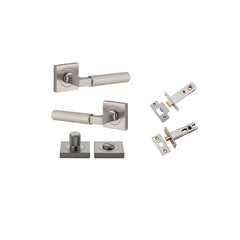 Brunswick Lever - Square Rose Privacy Kit Satin Nickel / Solid Brass