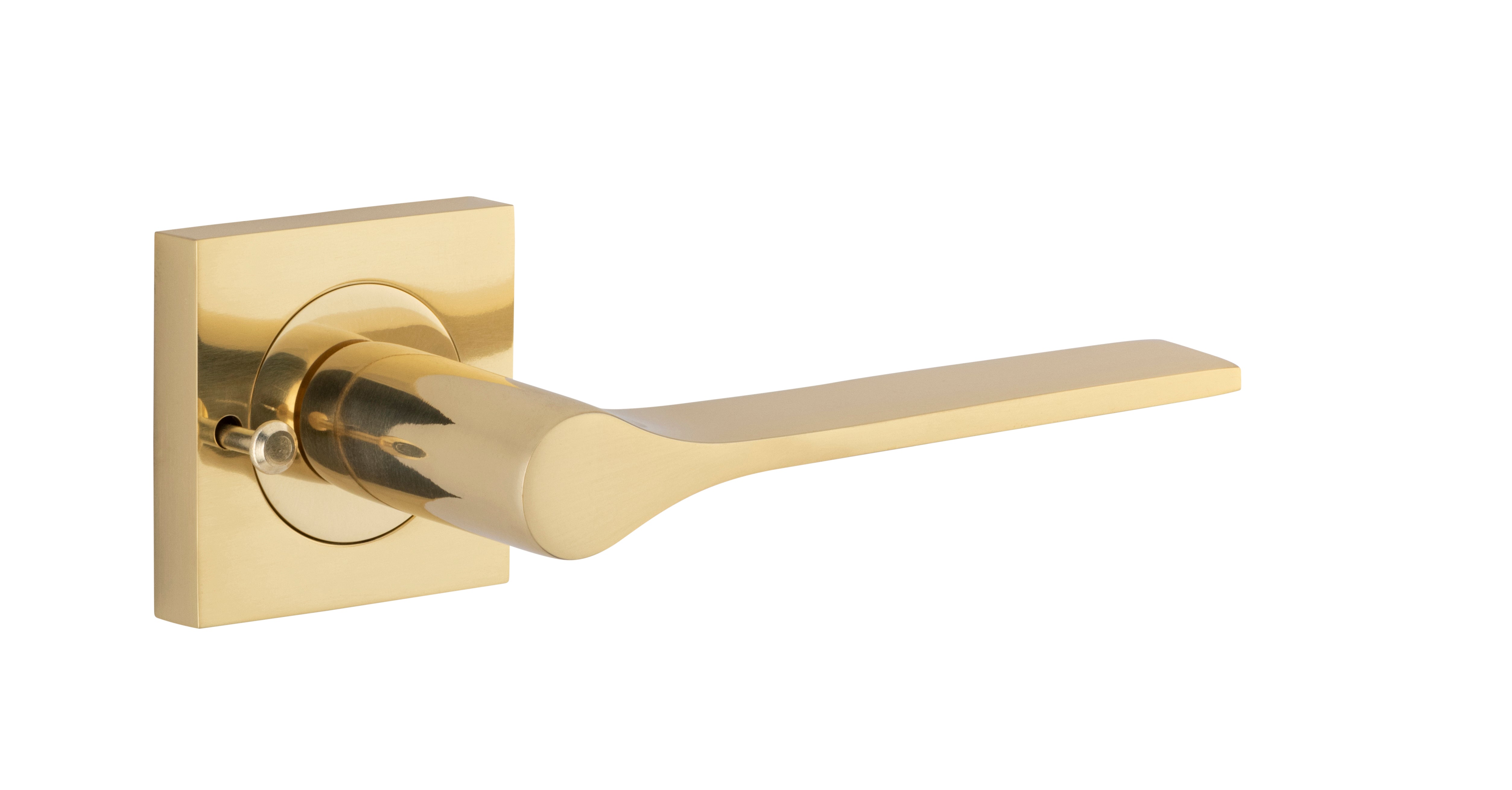Como Lever - Square Rose Privacy Kit (Inbuilt Privacy) Polished Brass / Solid Brass