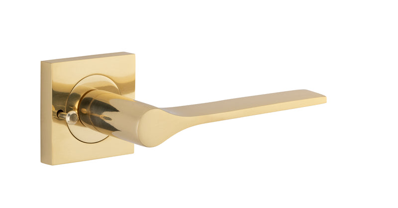 Como Lever - Square Rose Privacy Kit (Inbuilt Privacy) Polished Brass / Solid Brass