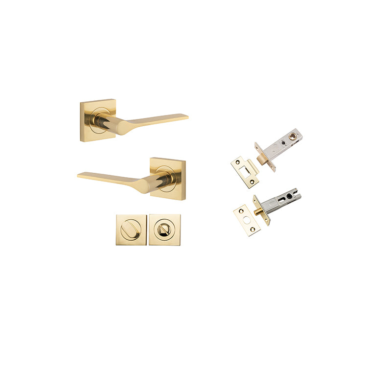 Como Lever - Square Rose Privacy Kit Polished Brass / Solid Brass