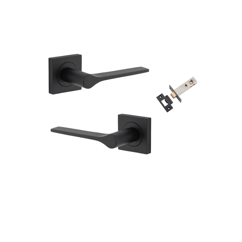 Como Lever - Square Rose Passage Kit Matt Black / Solid Brass