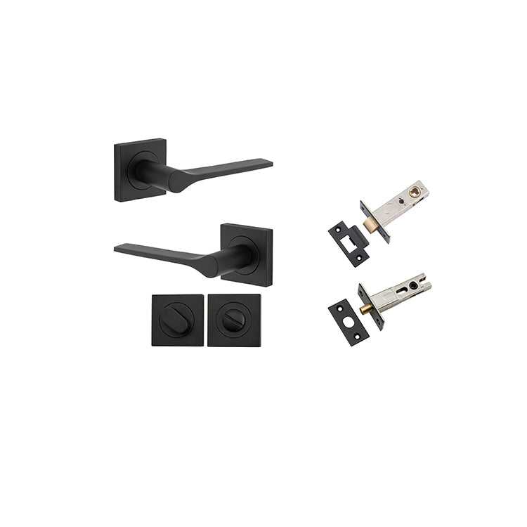 Como Lever - Square Rose Privacy Kit Matt Black / Solid Brass