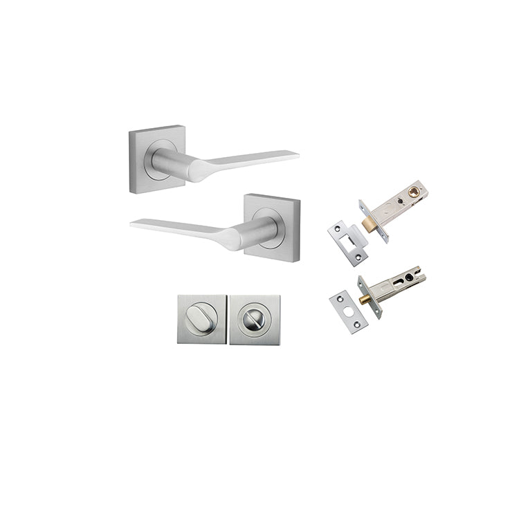 Como Lever - Square Rose Privacy Kit Satin Chrome / Solid Brass