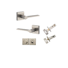 Como Lever - Square Rose Privacy Kit Satin Nickel / Solid Brass