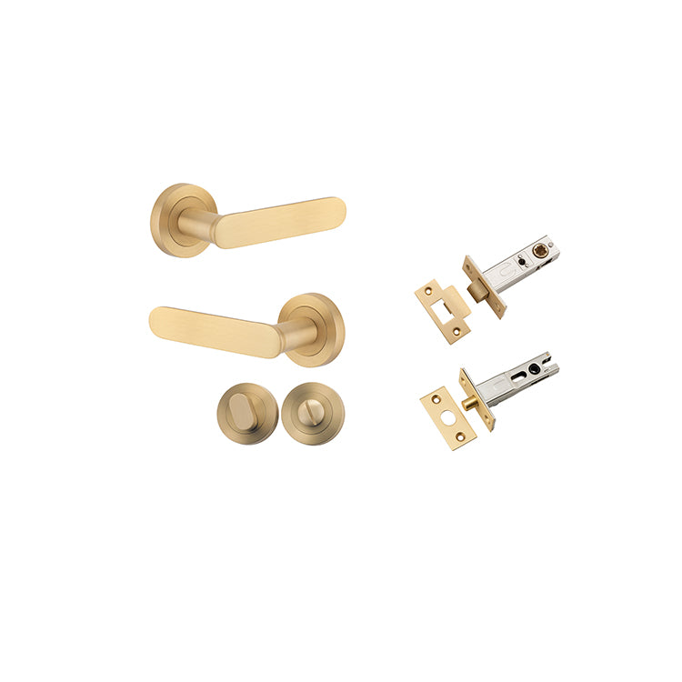 Bronte Lever - Round Rose Privacy Kit with Separate Privacy Turn Satin Brass / Solid Brass