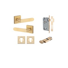 Bronte Lever - Square Rose Entrance Kit with High Security Lock Satin Brass / Solid Brass
