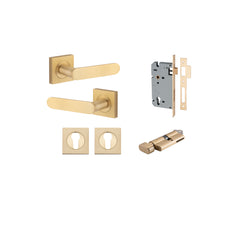 Bronte Lever - Square Rose Entrance Kit with High Security Lock Satin Brass / Solid Brass