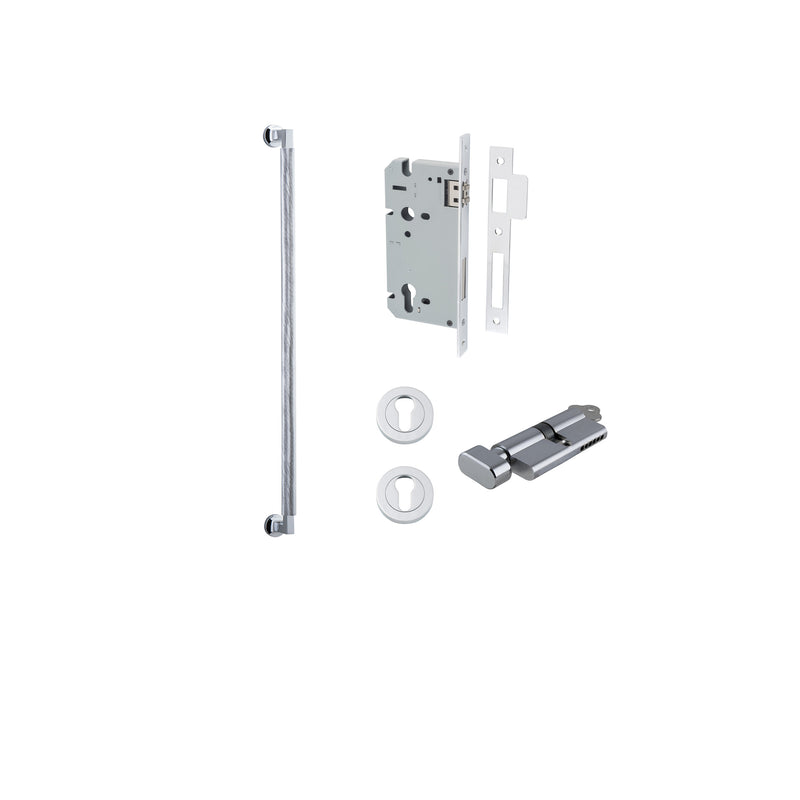 Brunswick Pull Handle - 600mm Entrance Kit with Separate High Security Lock Chrome Plated / Solid Brass
