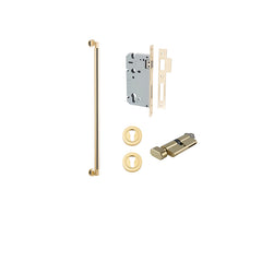 Berlin Pull Handle - 600mm Entrance Kit with Separate High Security Lock Polished Brass / Solid Brass