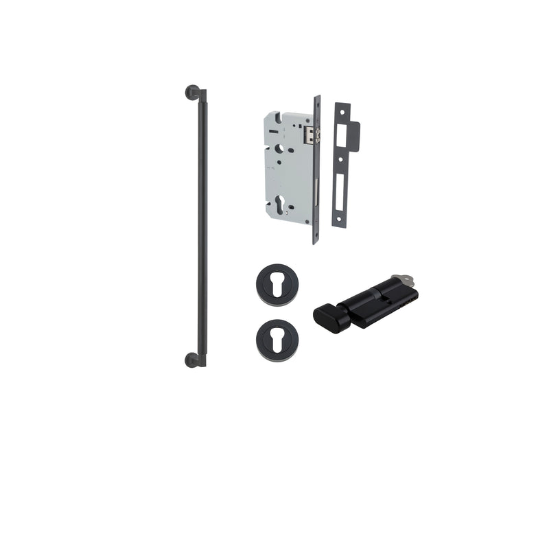 Berlin Pull Handle - 600mm Entrance Kit with Separate High Security Lock Matt Black / Solid Brass