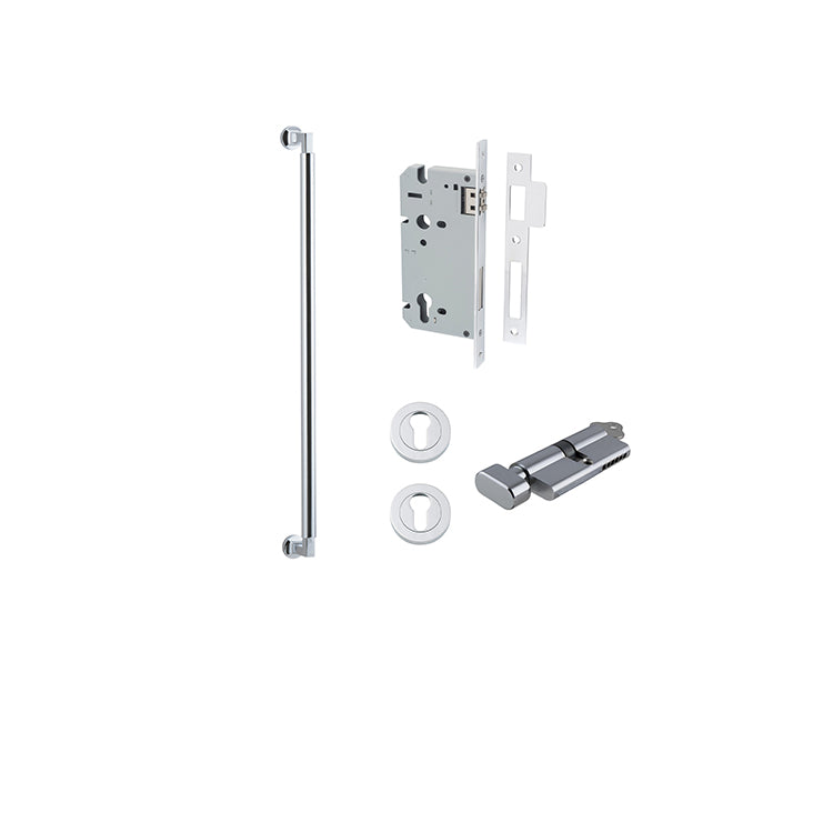 Berlin Pull Handle - 600mm Entrance Kit with Separate High Security Lock Chrome Plated / Solid Brass