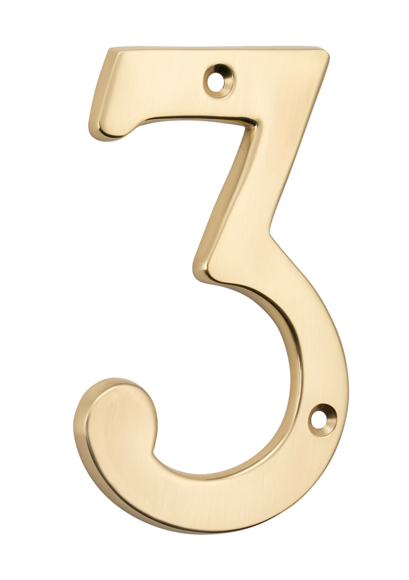 Numerals - 3 Polished Brass