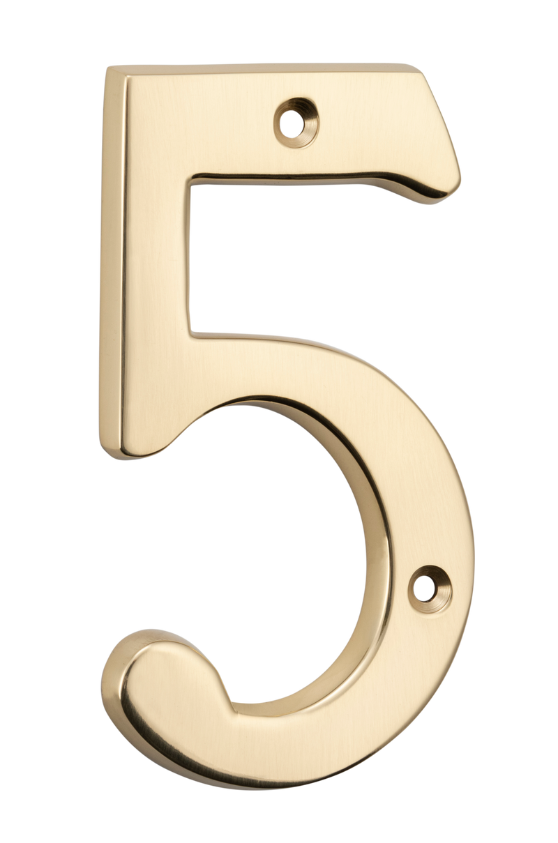 Numerals - 5 Polished Brass