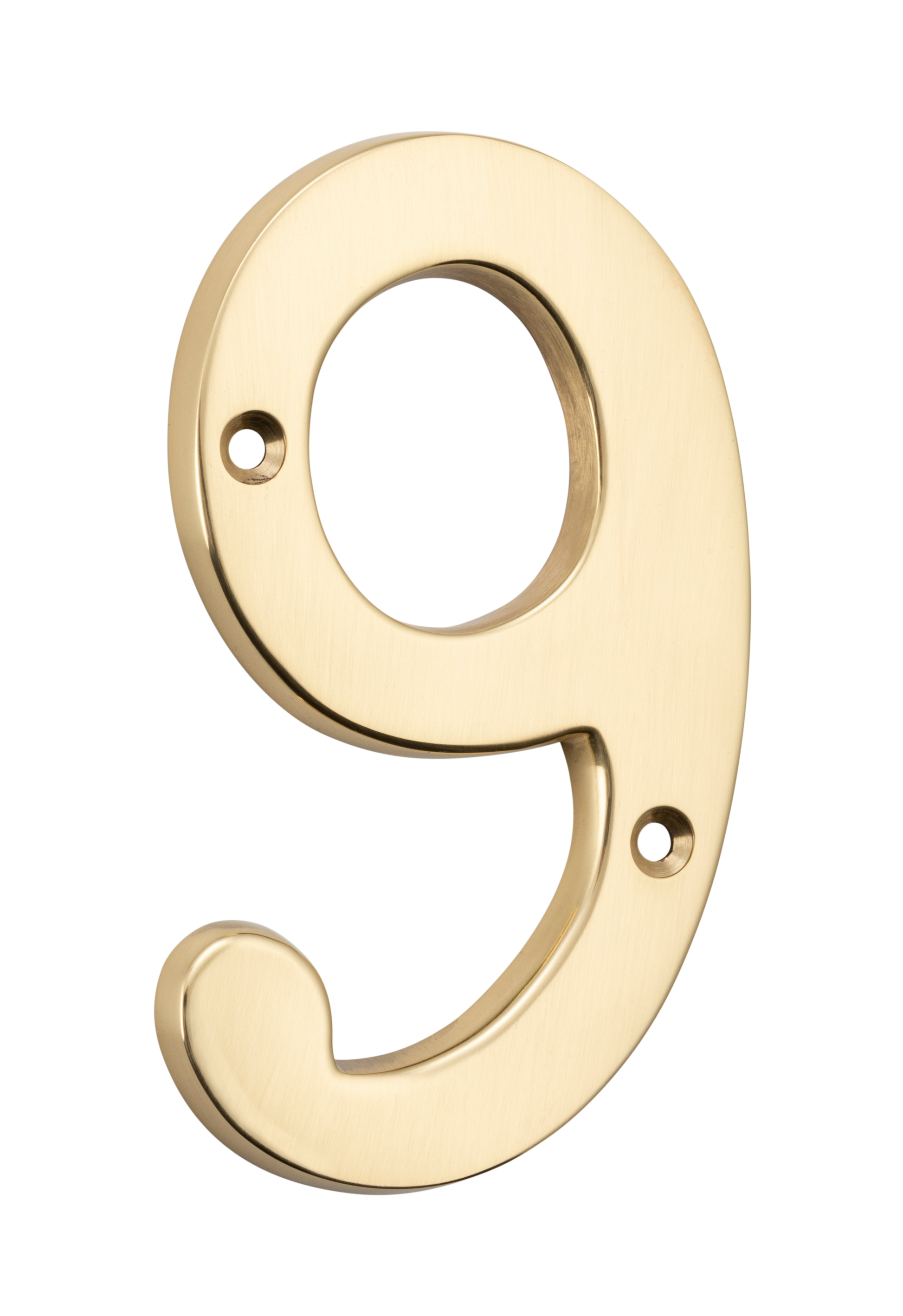 Numerals - 9 Polished Brass
