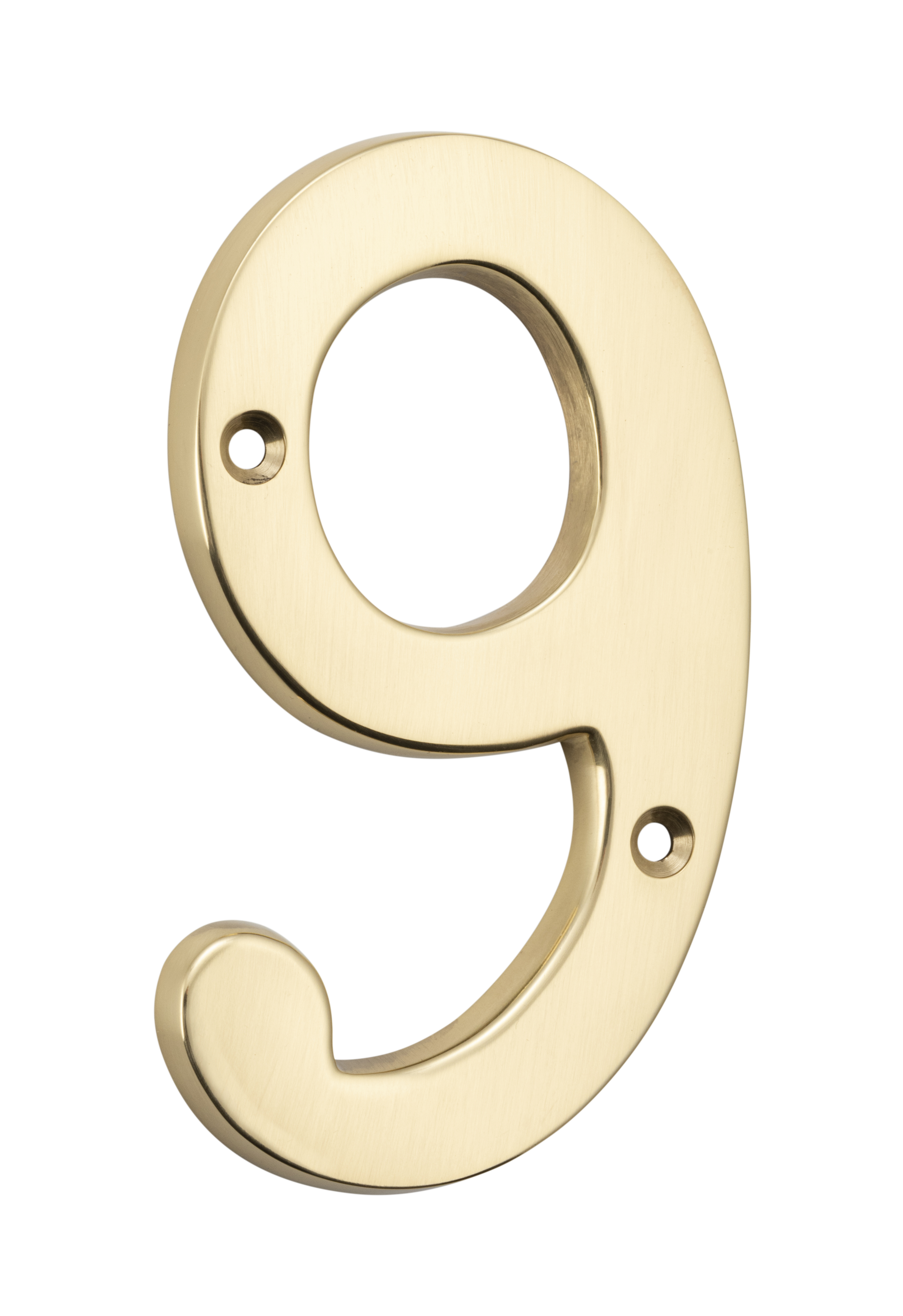 Numerals - 9 Polished Brass