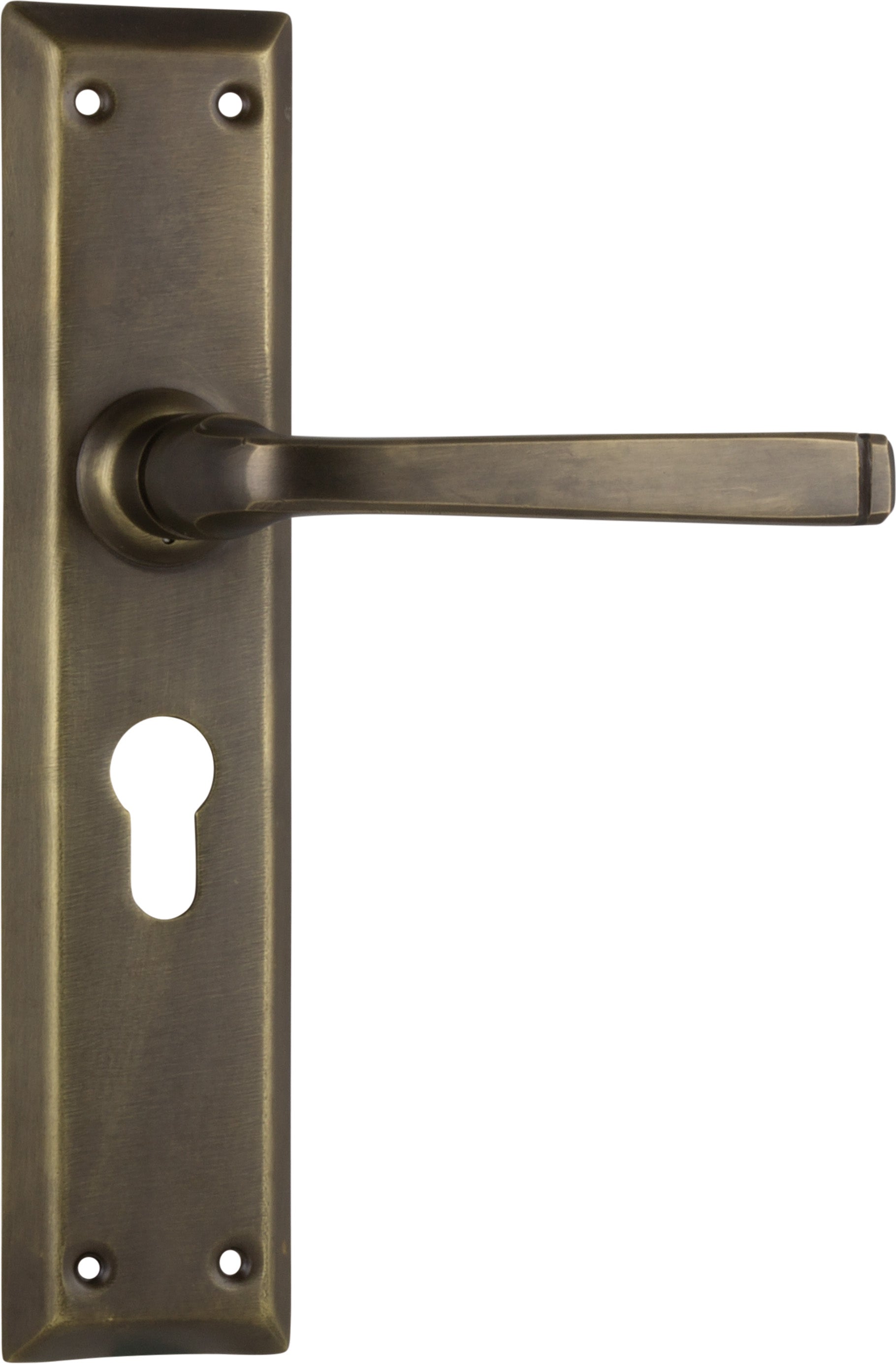 Menton Lever - Long Backplate Antique Brass / Euro | Entrance
