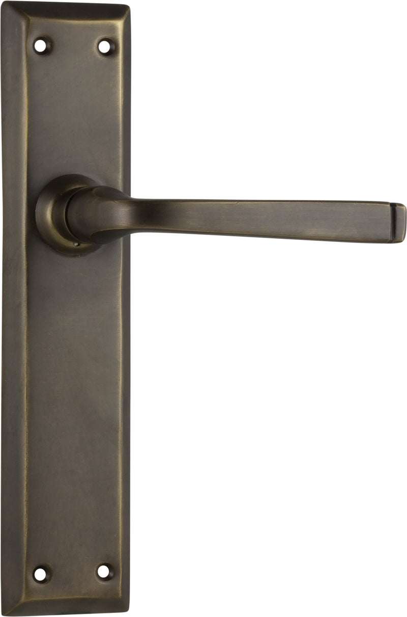 Menton Lever - Long Backplate Antique Brass / Latch | Passage