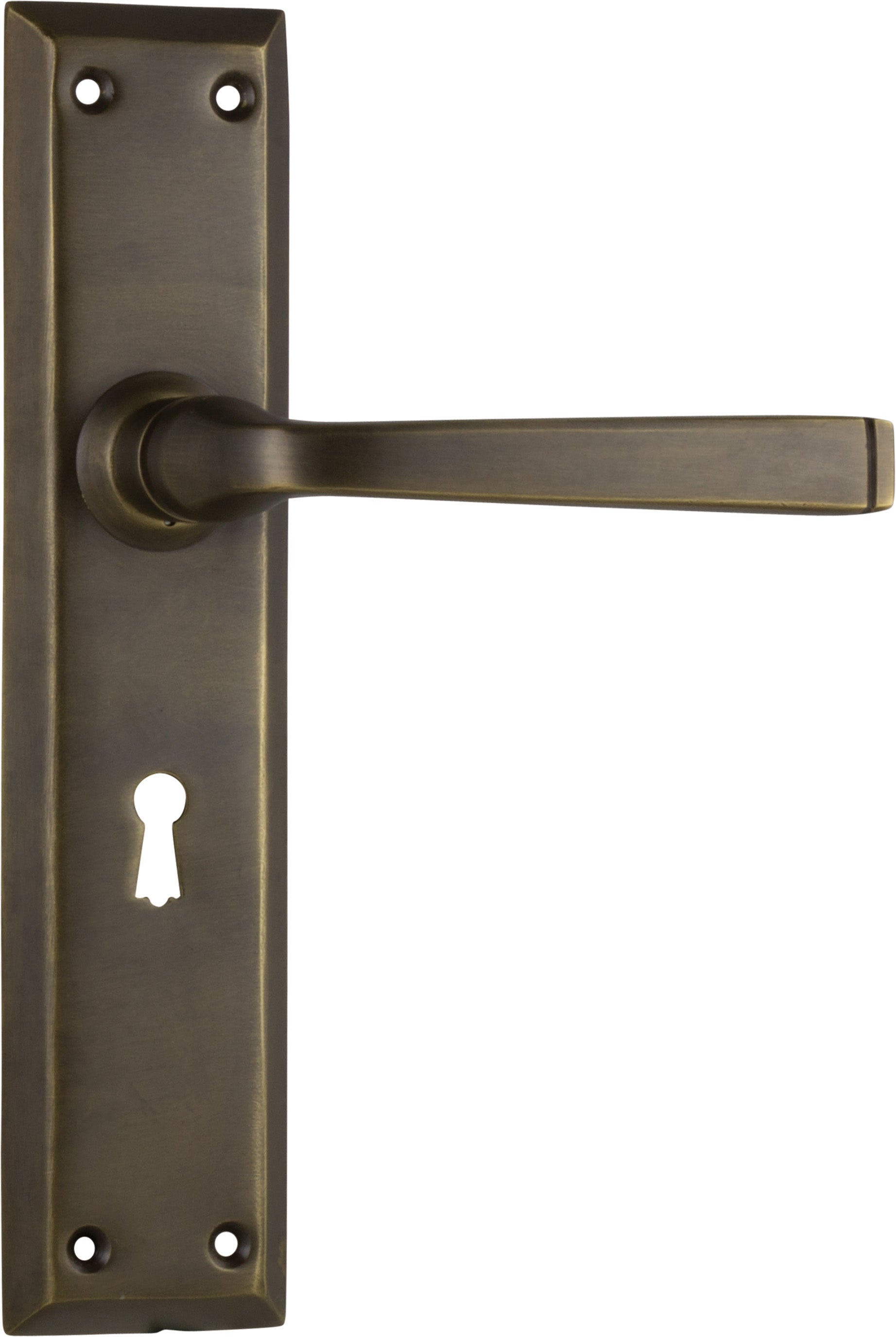 Menton Lever - Long Backplate Antique Brass / Lock | Lock (Skeleton Key)