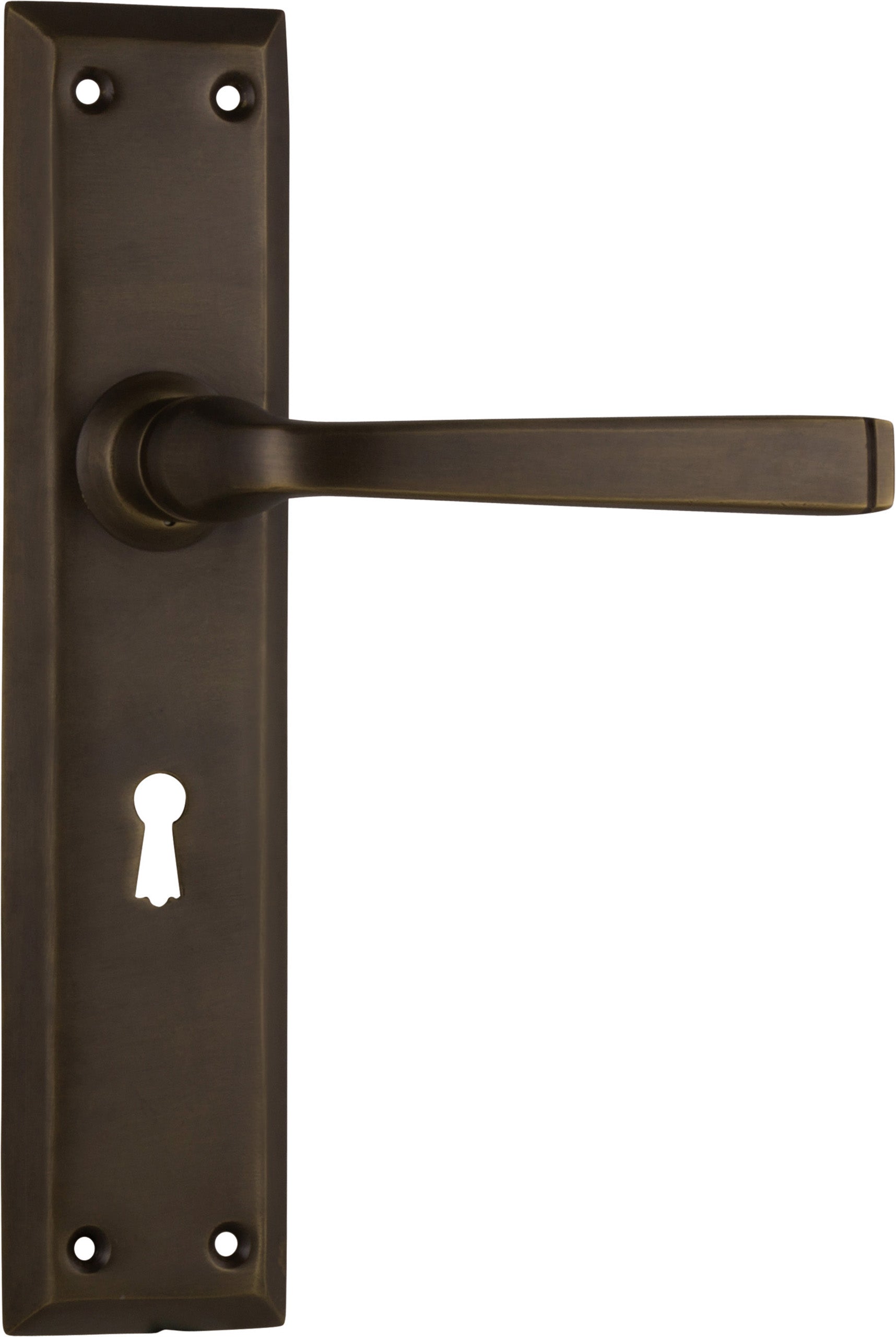 Menton Lever - Long Backplate Antique Brass / Lock | Lock (Skeleton Key)