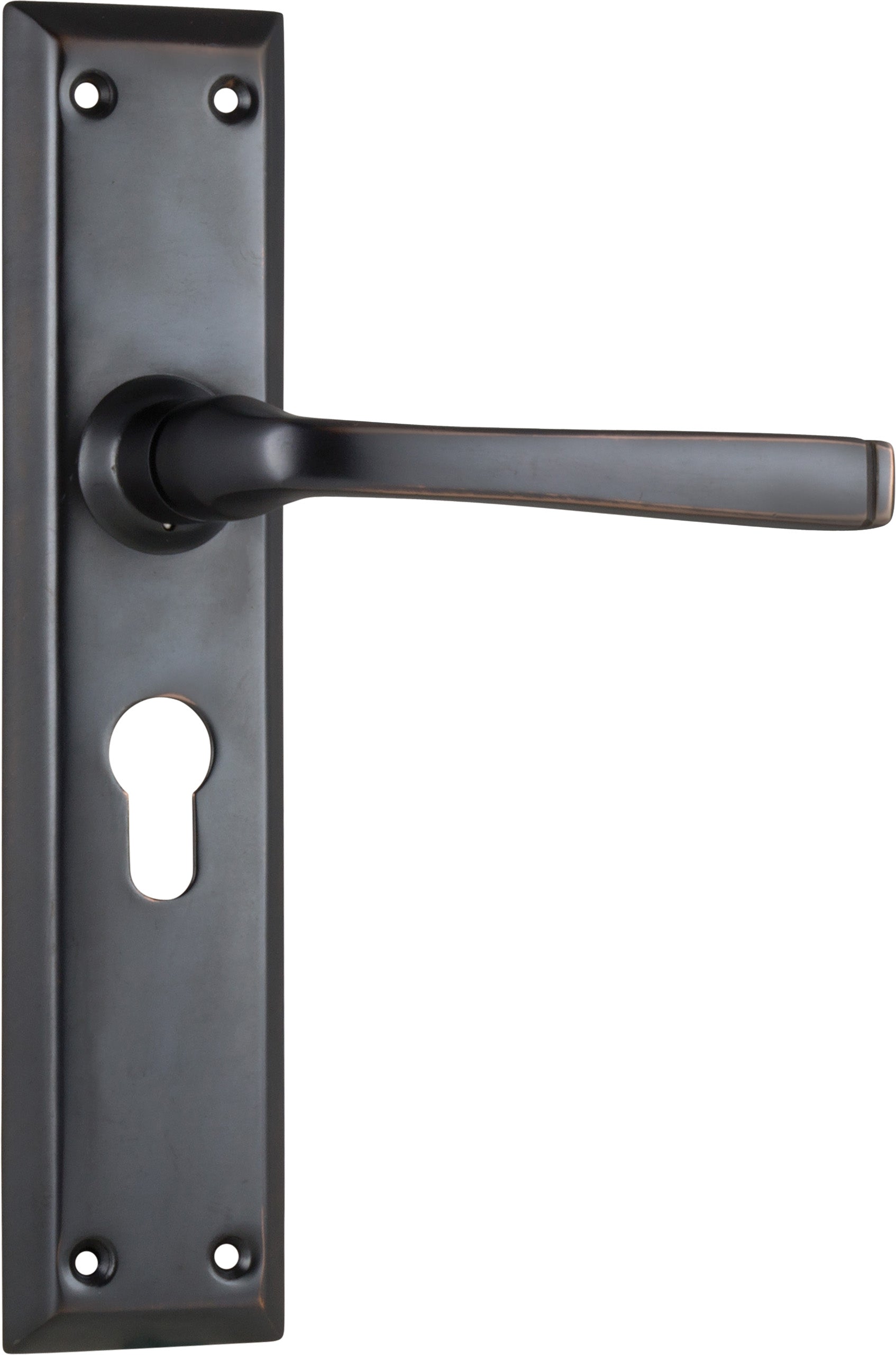 Menton Lever - Long Backplate Antique Copper / Euro | Entrance