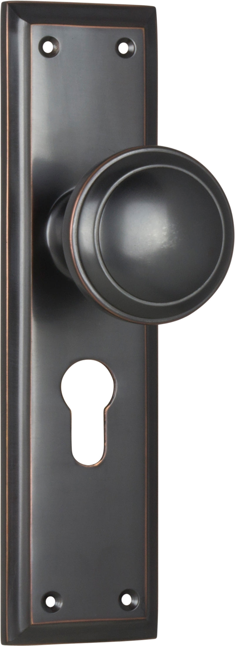 Milton Knob - Long Backplate Antique Copper / Euro | Entrance