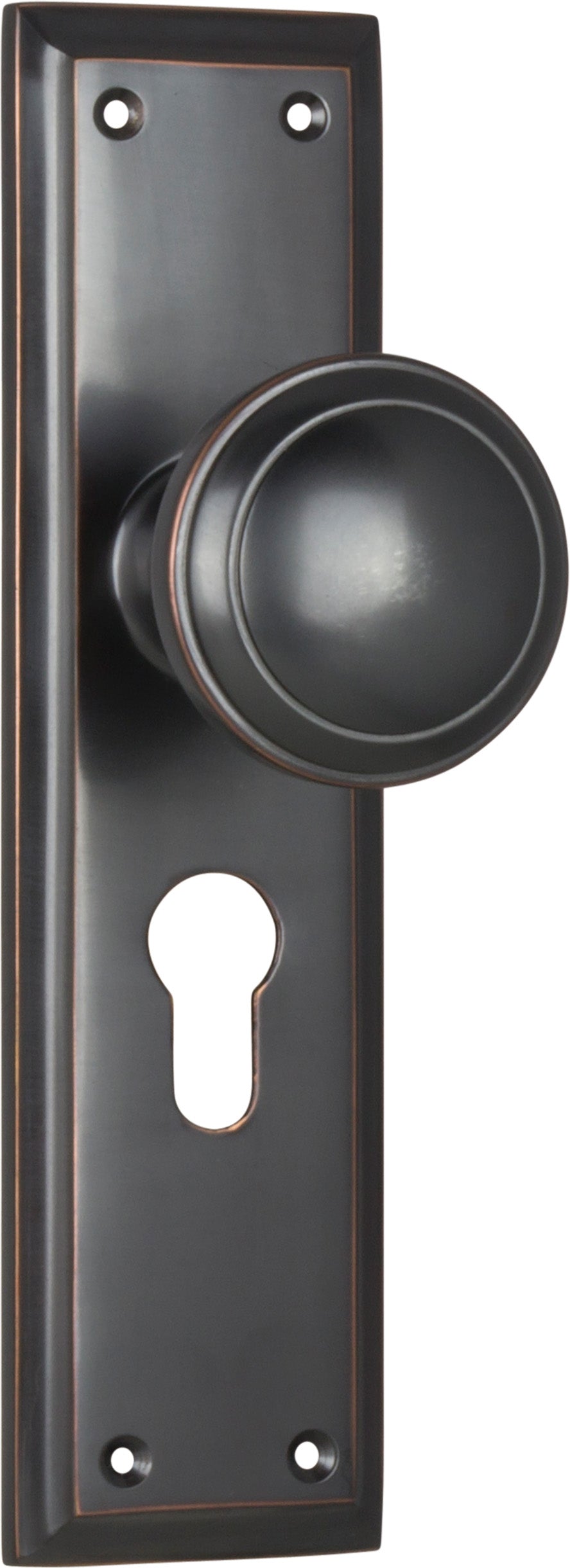 Milton Knob - Long Backplate Antique Copper / Euro | Entrance
