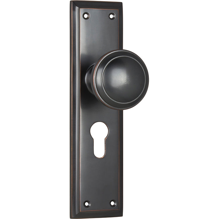Milton Knob - Long Backplate Antique Copper / Euro | Entrance