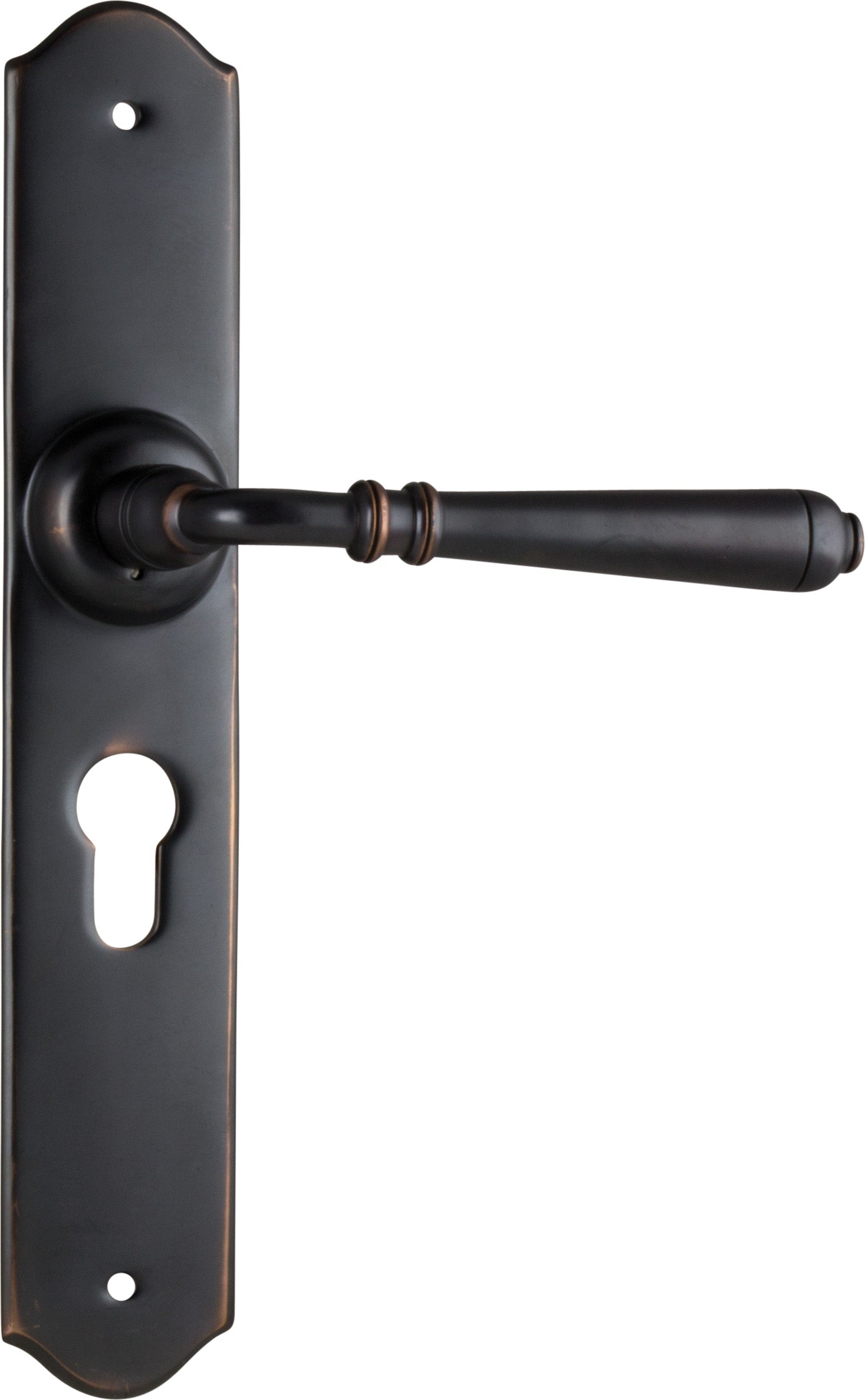 Reims Lever - Long Backplate Antique Copper / Euro | Entrance