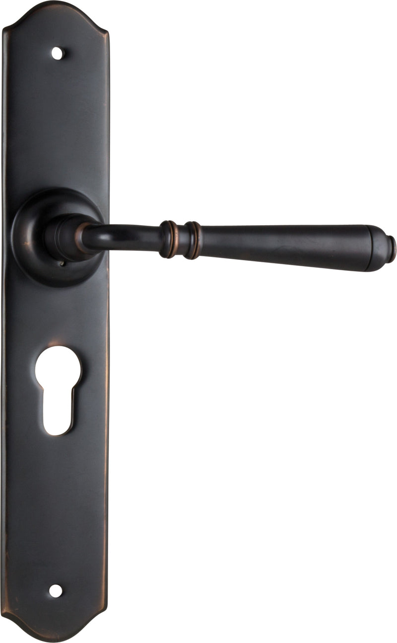 Reims Lever - Long Backplate Antique Copper / Euro | Entrance