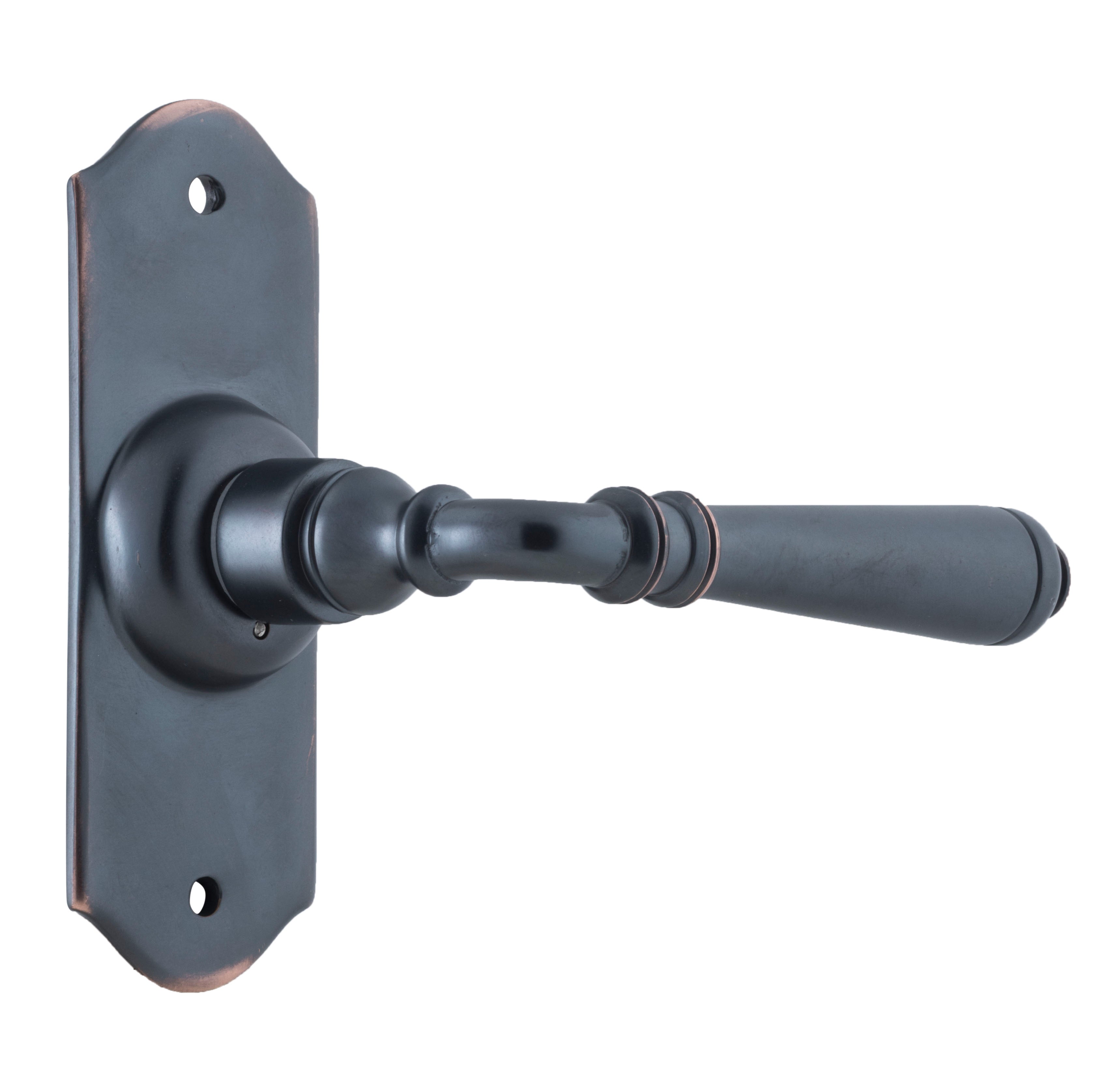Reims Lever - Short Backplate Antique Copper / Latch | Passage