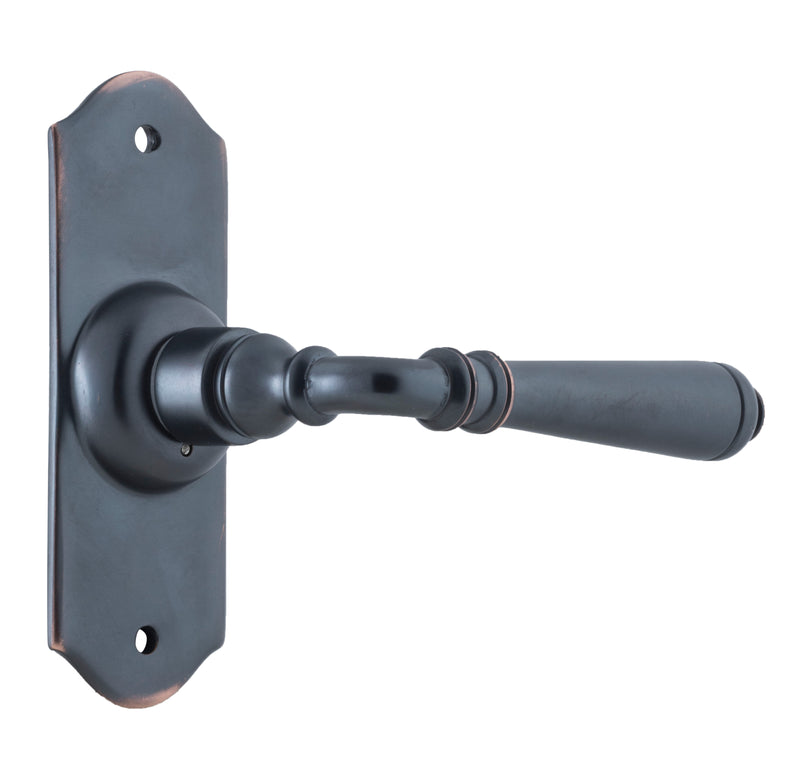 Reims Lever - Short Backplate Antique Copper / Latch | Passage
