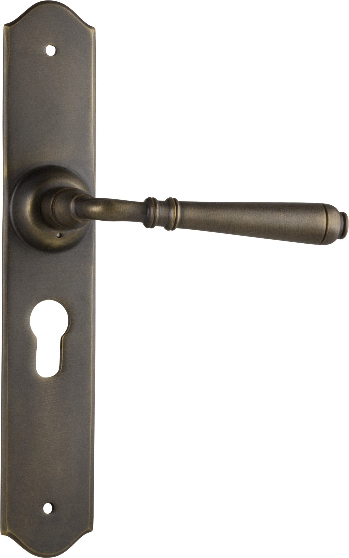 Reims Lever - Long Backplate Antique Brass / Euro | Entrance
