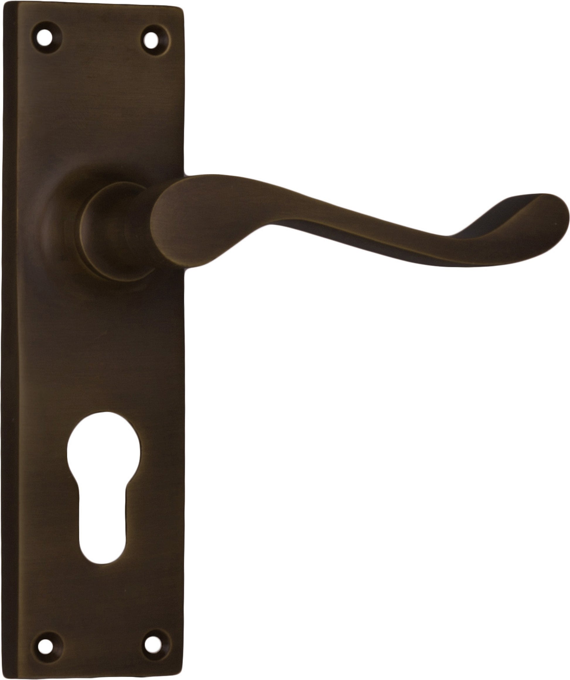 Victorian Lever - Long Backplate Antique Brass / Euro | Entrance