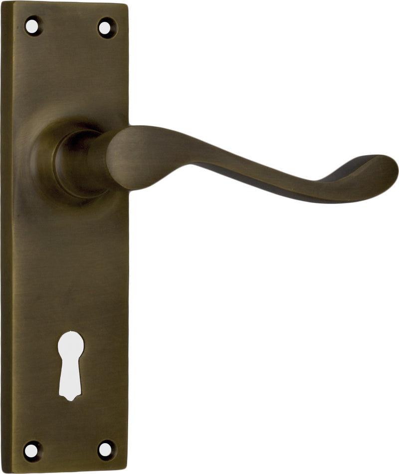Victorian Lever - Long Backplate Antique Brass / Lock | Lock (Skeleton Key)
