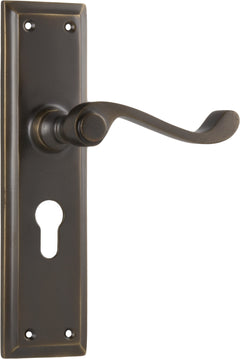 Milton Lever - Long Backplate Antique Brass / Euro | Entrance