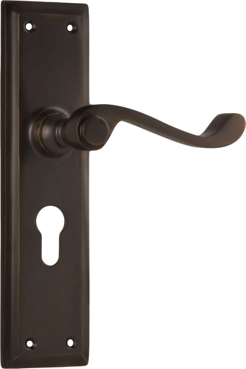 Milton Lever - Long Backplate Antique Brass / Euro | Entrance