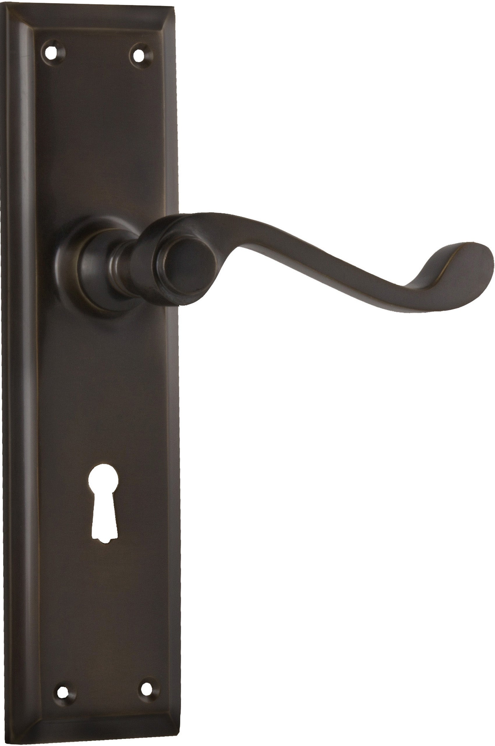 Milton Lever - Long Backplate Antique Brass / Lock | Lock (Skeleton Key)