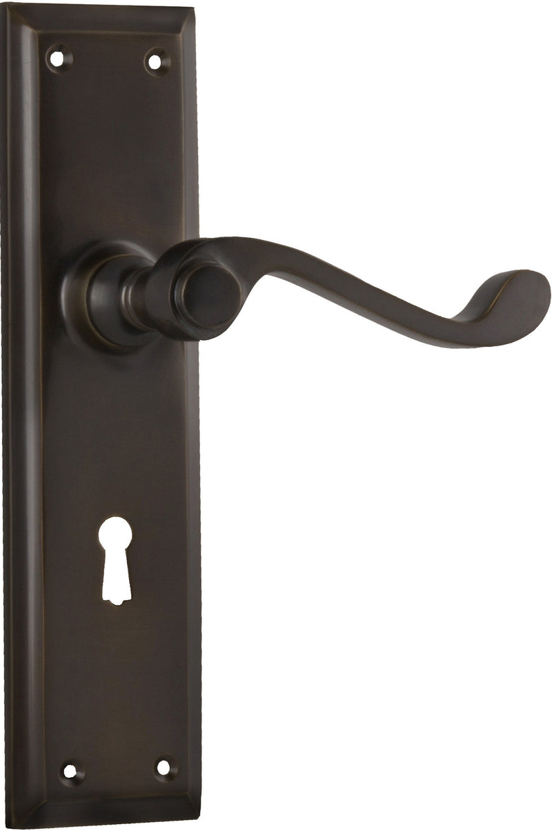 Milton Lever - Long Backplate Antique Brass / Lock | Lock (Skeleton Key)