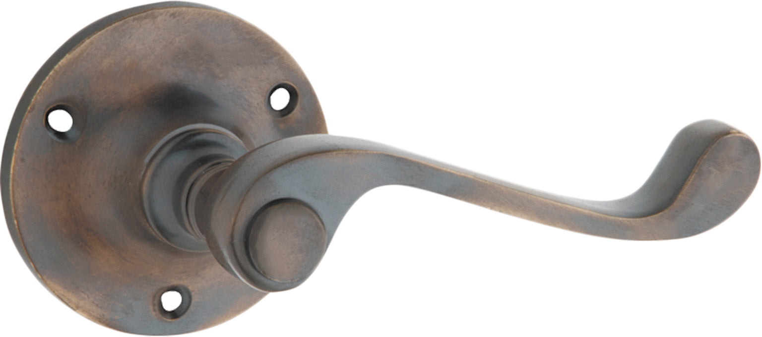 Milton Lever - Round Rose Antique Brass / Passage