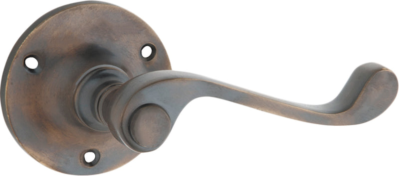 Milton Lever - Round Rose Antique Brass / Passage