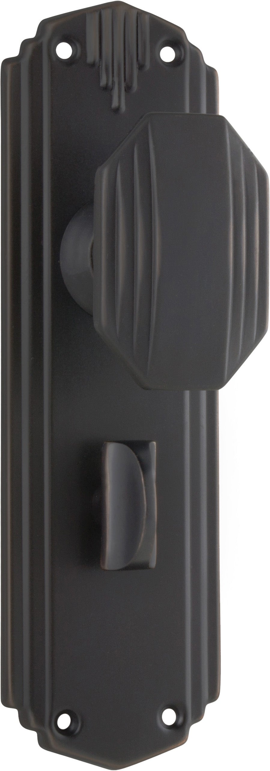 Napier Art Deco Door Knob - Long Backplate Antique Copper / Privacy | Privacy